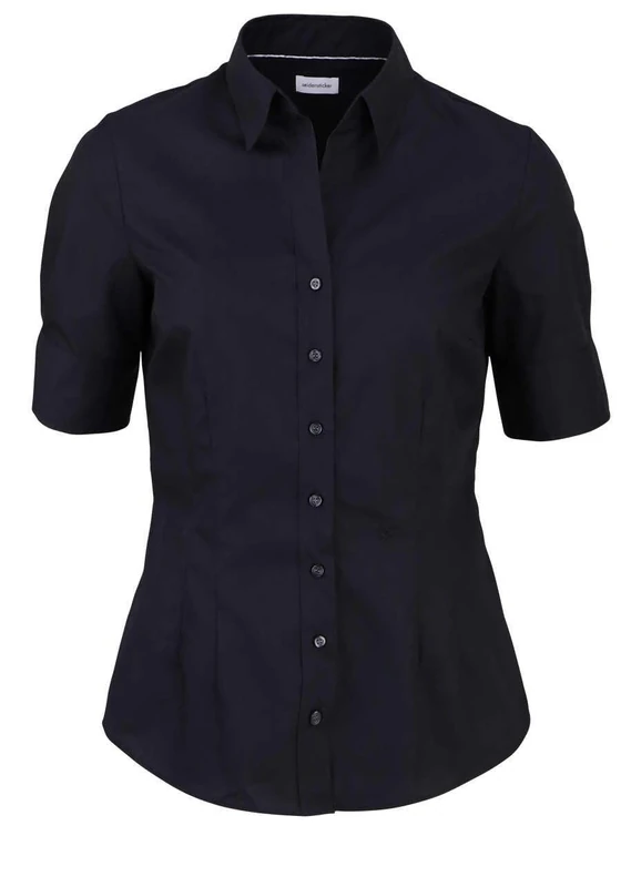 Seidensticker Women's Blouse - Shirt Blouse - Non-Iron - Slim fit - Short Sleeve - Plain - 100% Cotton Black