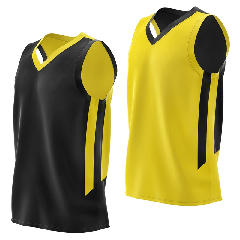 Liberty Imports Reversible Men's Mesh Athletic Basketball Jersey Single for Team Scrimmage, Black/Yellow, XL