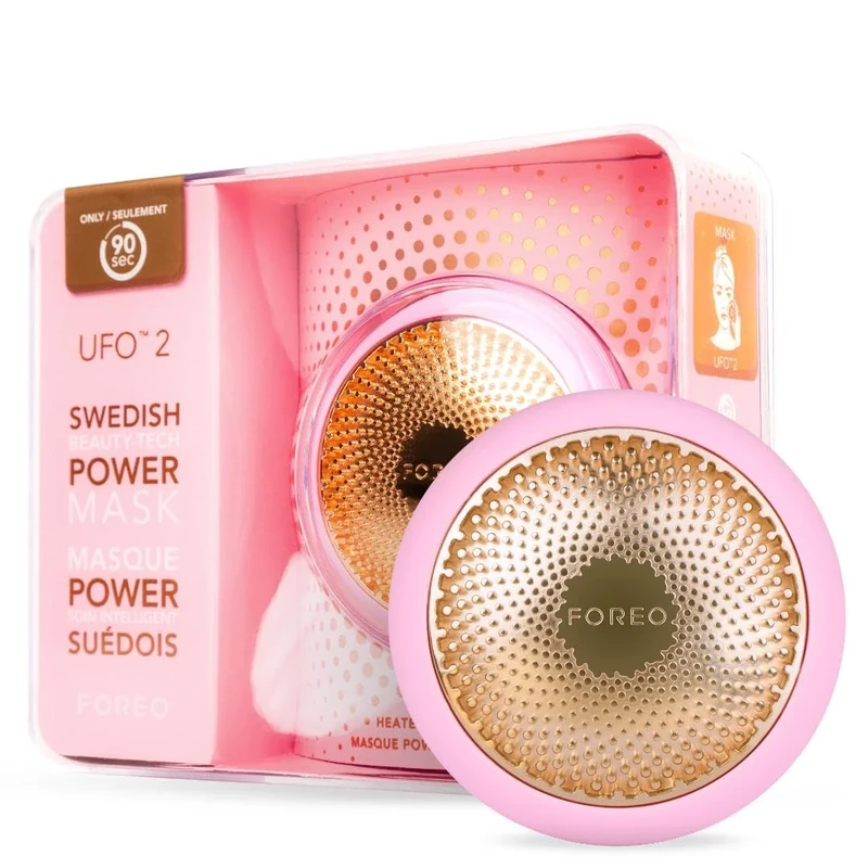 FOREO UFO 2 Full Facial LED Mask Treatment, Full LED Spectrum & Red Light Therapy, Face Masks Beauty Treatment, Warming, Cooling, Face Massager, Moisturiser, Increased Skin Care Absorption, Pearl Pink