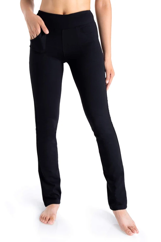 Yogipace, 5 Pockets, Women's Straight Leg Yoga Pants Long Stretch Dress Pants Slim fit Workout Pants Travel Commute Work, 31", Black, Medium