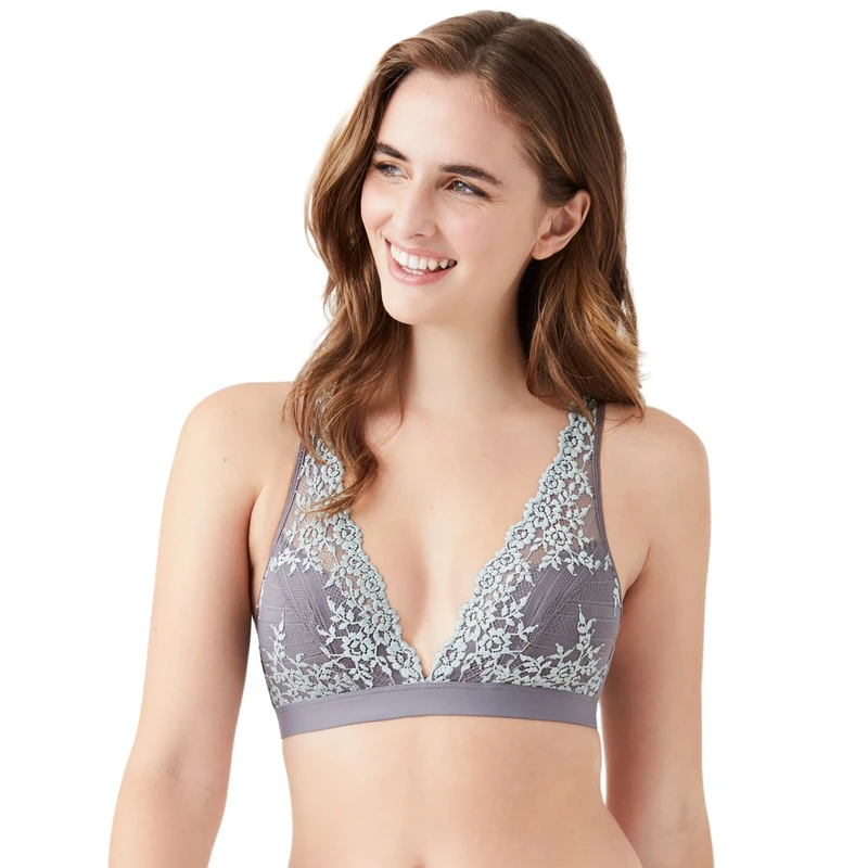 Wacoal Womens Embrace Lace Wire Free Soft-Cup Bralette, Satellite/Hushed Green, 32