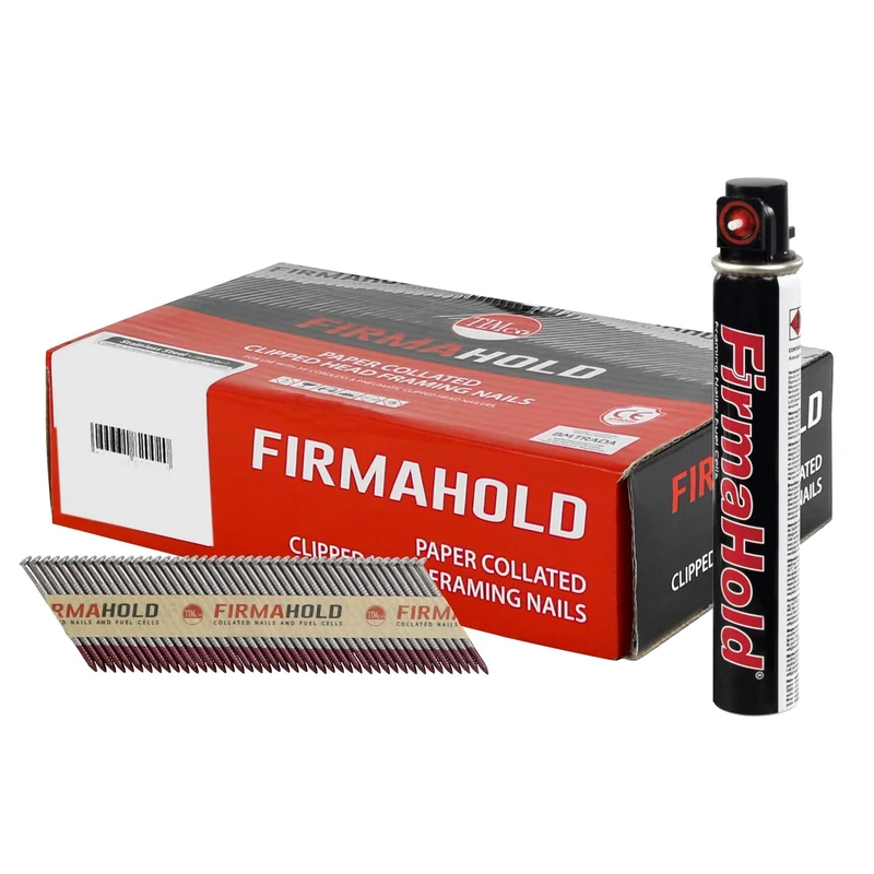 TIMCO FirmaHold Collated Clipped Head Ring Shank A2 Stainless Steel Nails & Fuel Cells - Shank 3.1 x 80 - Silver - Box of 1100