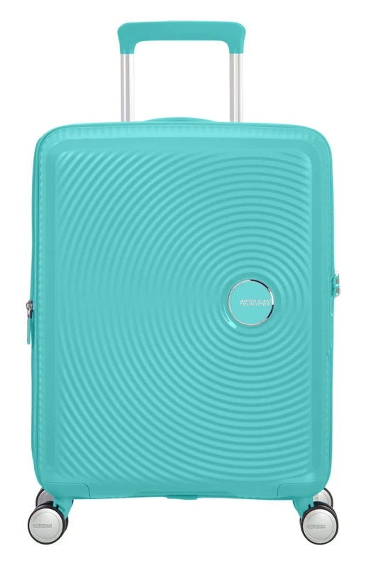 American Tourister Soundbox - Hand Luggage Suitcase 55 x 40 x 20/23 cm - Hard Shell Cabin Trolley suitable for most airlines incl. EasyJet - Expandable, 4 wheels & TSA lock - 35.5/41 L - Poolside Blue