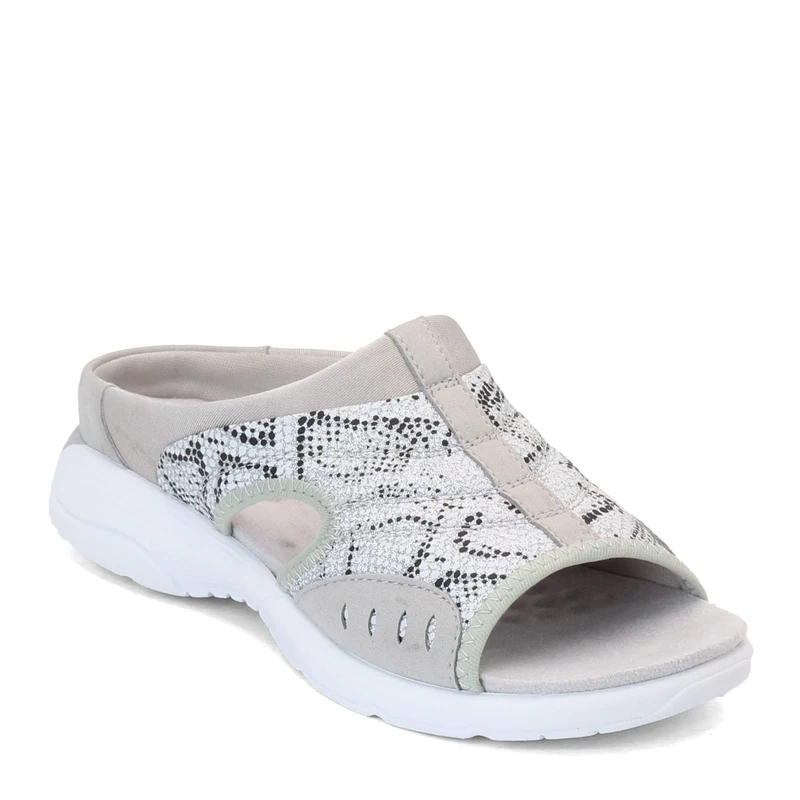 Easy Spirit Womens Traciee2 Open Toe Casual Slide Sandals silver Size: 6 Wide