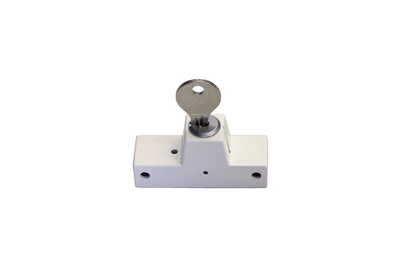 Roto Rotary Lock with Cylinder and Key, White, 6.3 x 2 x 3 - Image 1