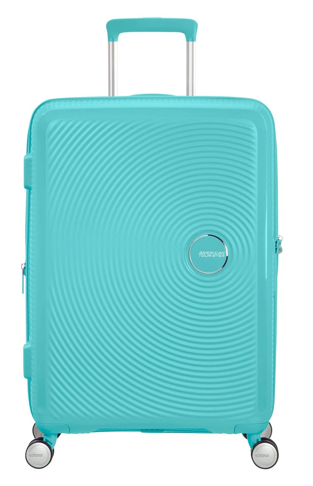 American Tourister Soundbox - Hard Shell Suitcase 67 cm Medium - Trolley Case with 4 wheels, TSA lock, Expandable & Light - 71.5/81 L - Poolside Blue