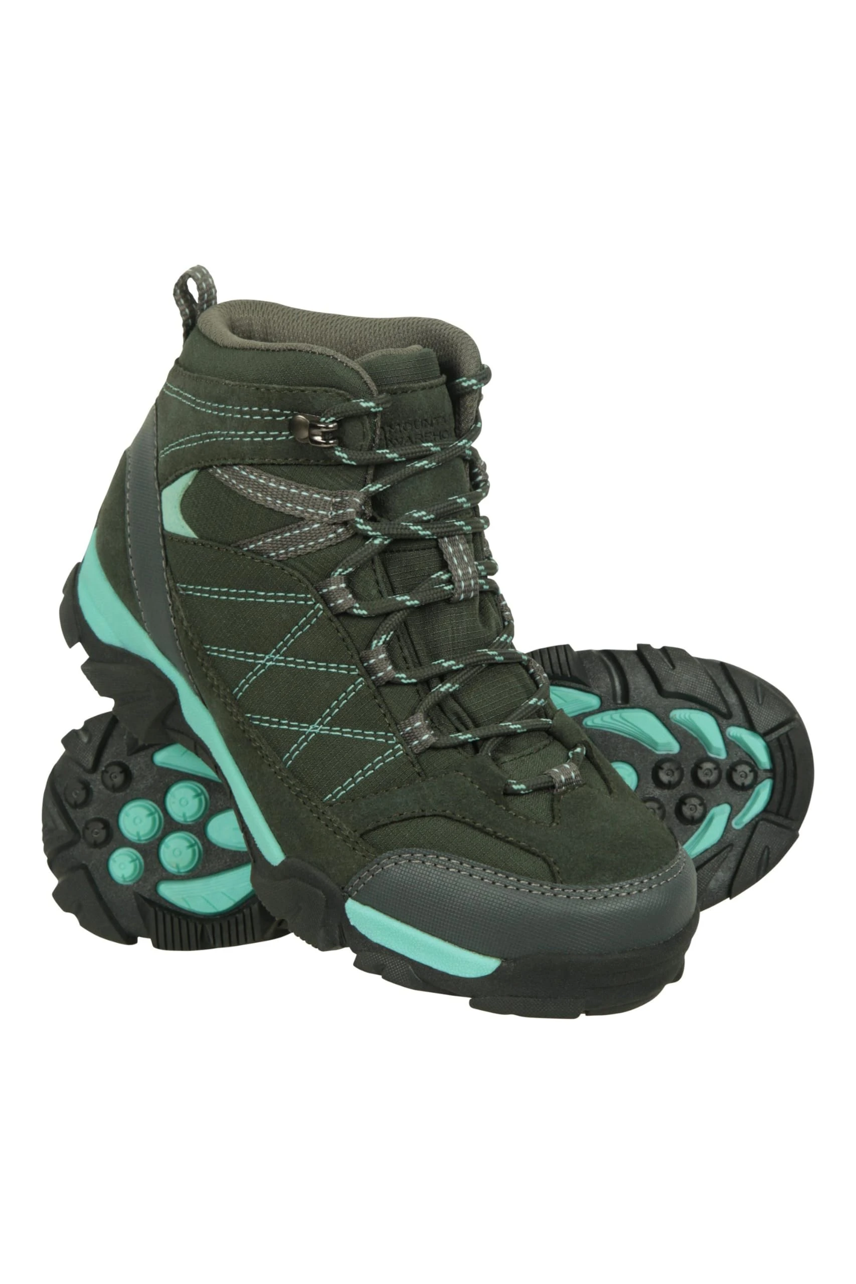 Mountain Warehouse Trail Kids Waterproof Boots - Synthetic Mesh Upper Girls & Boys Shoes, EVA Footbed, High Traction - Best for Spring Summer, Hiking & Outdoors Teal Junior Shoe Size 5