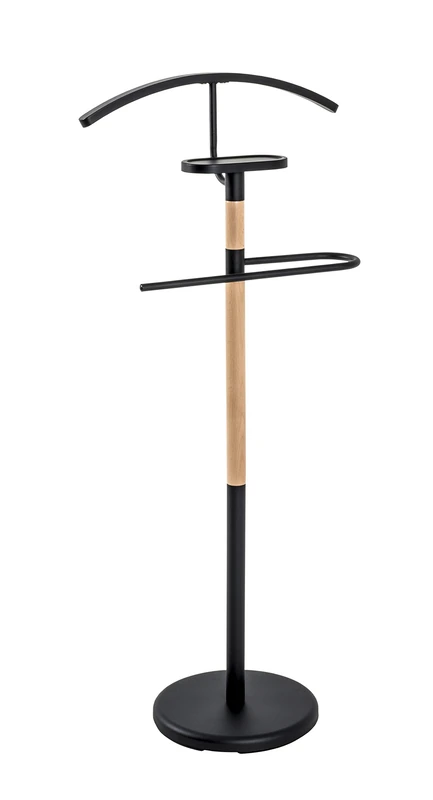 HAKU Möbel Men'S Valet Beech, Black, Solid Wood, Metal - Size: W 47 cm X H 112 cm X D 29 cm, Style: Modern