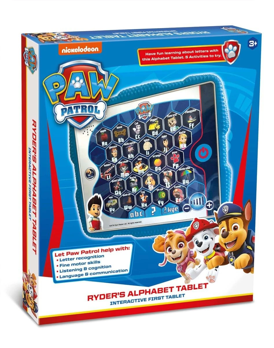 Paw Patrol Toys,Paw Patrol Ryder's Alphabet Tablet Toy for Kids - Helps Child Develop Words and Sound Recognition, Listening - Featuring 5 Fun Interactive Activities, 3+ Years,Blue
