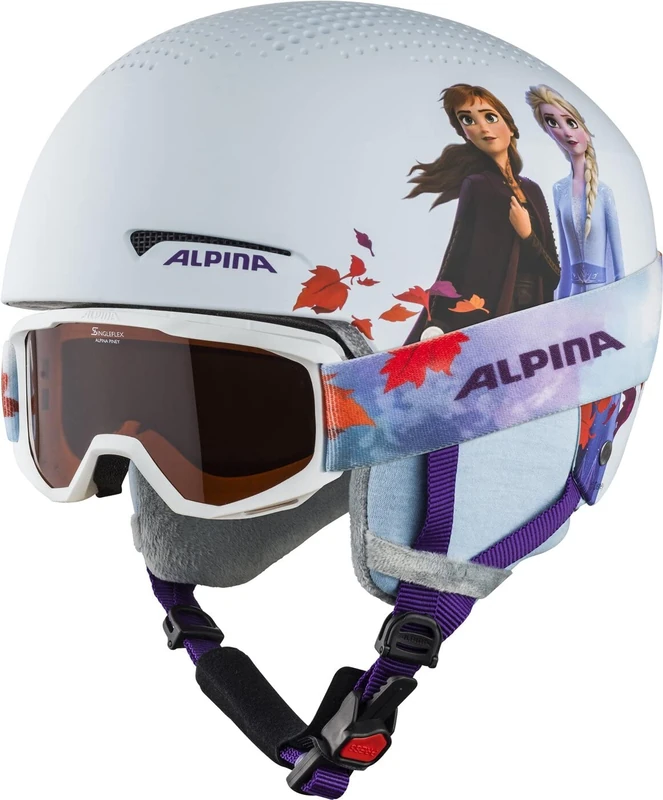 ALPINA Unisex - Children, ZUPO DISNEY SET ski helmet, Frozen II, 51-55 cm