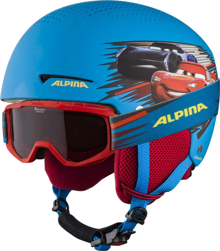 ALPINA Unisex - Children, ZUPO DISNEY SET ski helmet, Cars, 48-52 cm