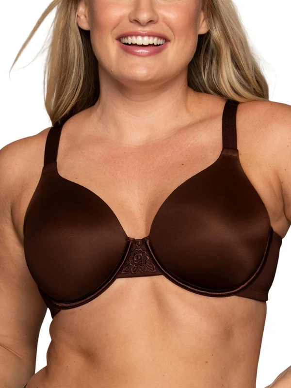 Vanity Fair Women's Full Figure Beauty Back Smoothing Bra, 4 Way Stretch Fabric, Lightly Lined Cups Up to H, Opaque, Underwire-Cappuccino, 44D