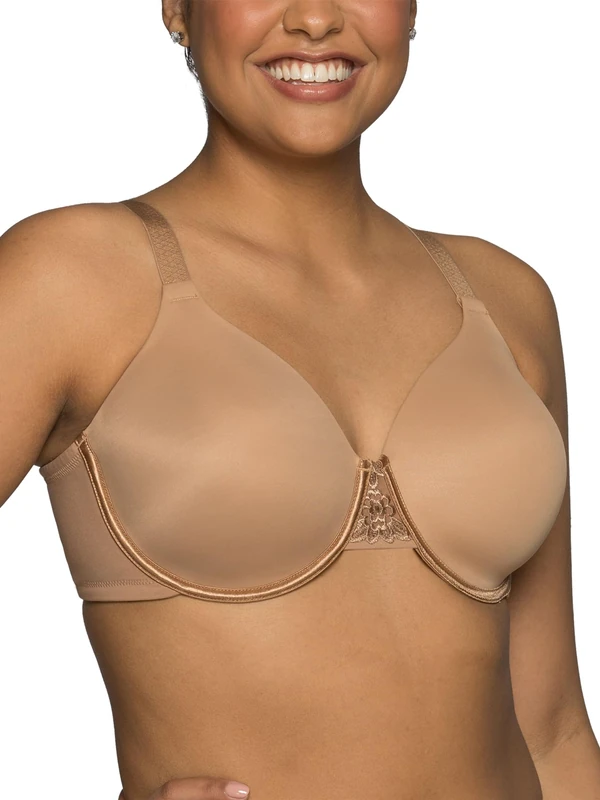 Vanity Fair Women's Full Figure Beauty Back Smoothing Bra, 4 Way Stretch Fabric, Lightly Lined Cups Up to H, Totally Tan, 42DD