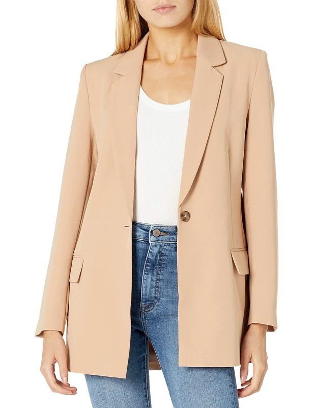 The Drop Women's Blake Long Blazer, Praline, XXL