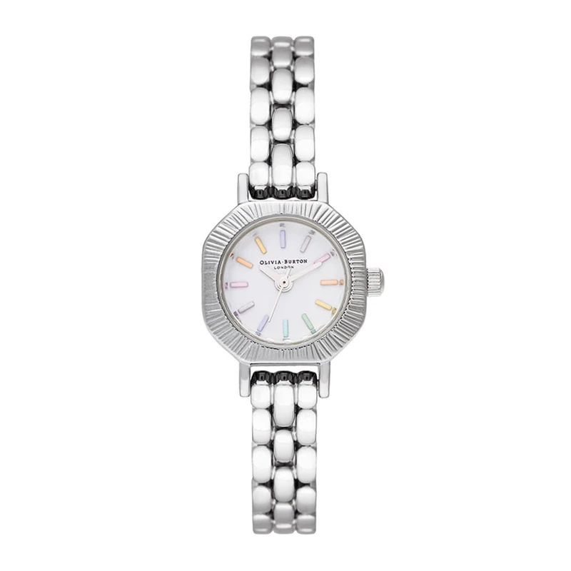 Olivia Burton Analogue Quartz Watch for Women RAINBOW Collection with Silver Stainless Steel Bracelet - OB16CC52