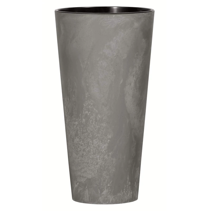 Prosperplast Tubus Slim Effect Flower Pot Concrete Design 2-in-1 Including Plant Pot Round Plastic (400 mm, Marengo)