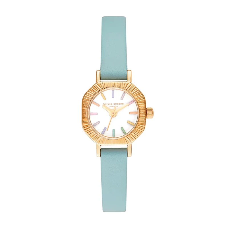 Olivia Burton Analogue Quartz Watch for Women Rainbow Collection with Turquoise Leather Strap - OB16CC53