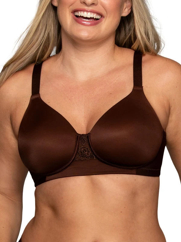 Vanity Fair Women's Full Figure Beauty Back Smoothing Bra, 4 Way Stretch Fabric, Lightly Lined Cups Up to H, Wirefree-Cappuccino, 42C
