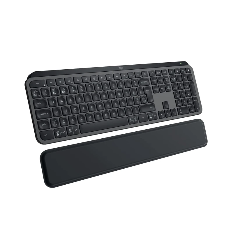 Logitech MX Keys Advanced Wireless Illuminated Keyboard - Tactile Responsive Typing, Automatic Backlighting, Flow-enabled, Metal Build, USB-C Quick Charging, Multi-Device, QWERTY English Layout - Grey