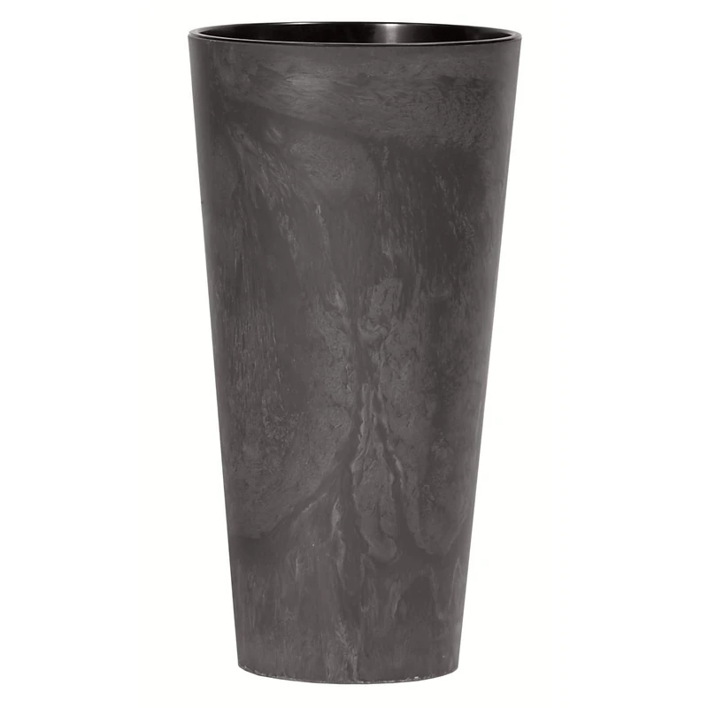 Prosperplast Tubus Slim Effect Flower Pot Concrete Design 2-in-1 Including Plant Pot Round Plastic (400 mm, Anthracite)