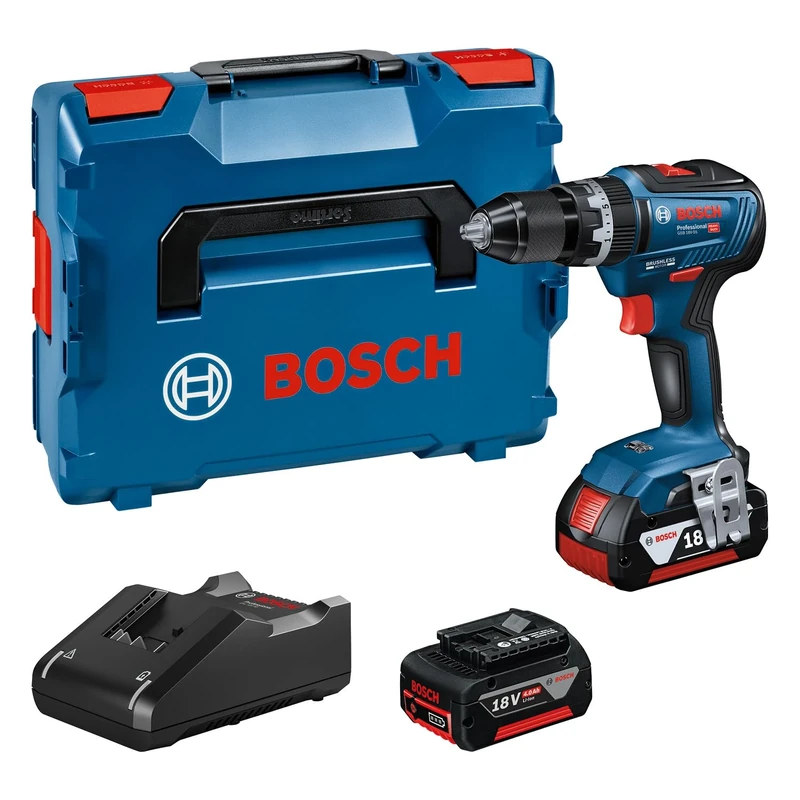 Bosch Professional 18V System Cordless Combi Drill GSB 18V-55 (incl. 2X ProCORE18V 4.0Ah Batteries, Charger 18V-40, L-BOXX 136)
