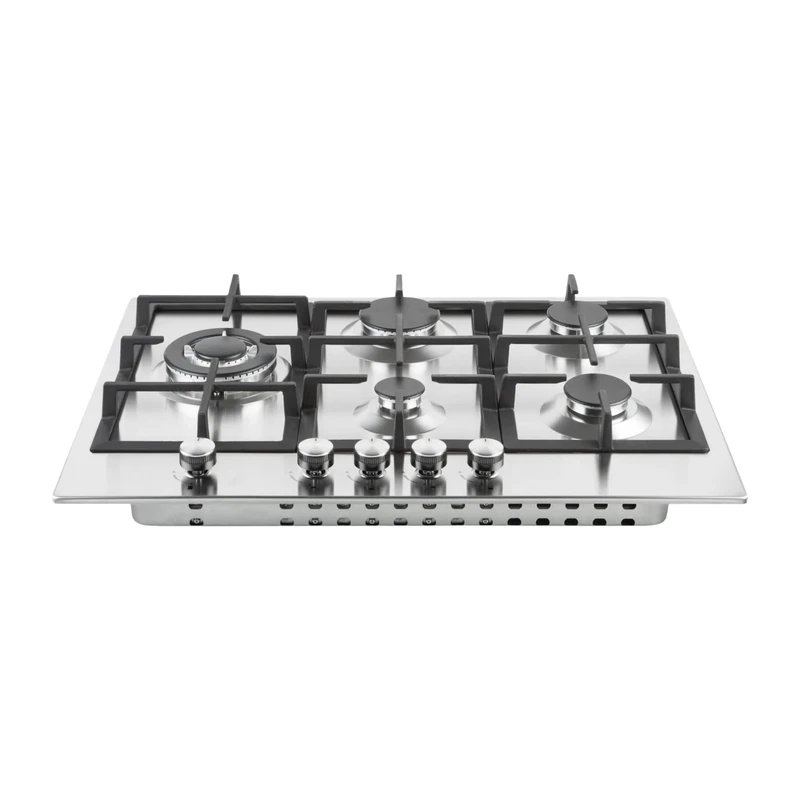 Cookology GH700SS 70cm Cooktop Burner Gas Hob in Stainless Steel - 5 Cooking Zones - Cast Iron Pan Supports - Wok Burner - Automatic Ignition Dials