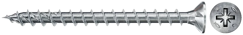 fischer PowerFast II CZF 5.0 x 60 Chipboard Screw (500 Pieces) Fully Threaded, Countersunk Screw with Phillips Head, Screw for Woodworking, Reduces Screwing Resistance & Screwing Time