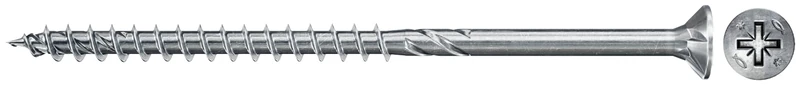 fischer 670507 FPF Power-Fast II 6.0 x 180mm Chipboard Wood Screws, Countersunk Head with Phillips, Partial Thread, Galvanised Blue Passivated, Box of 100