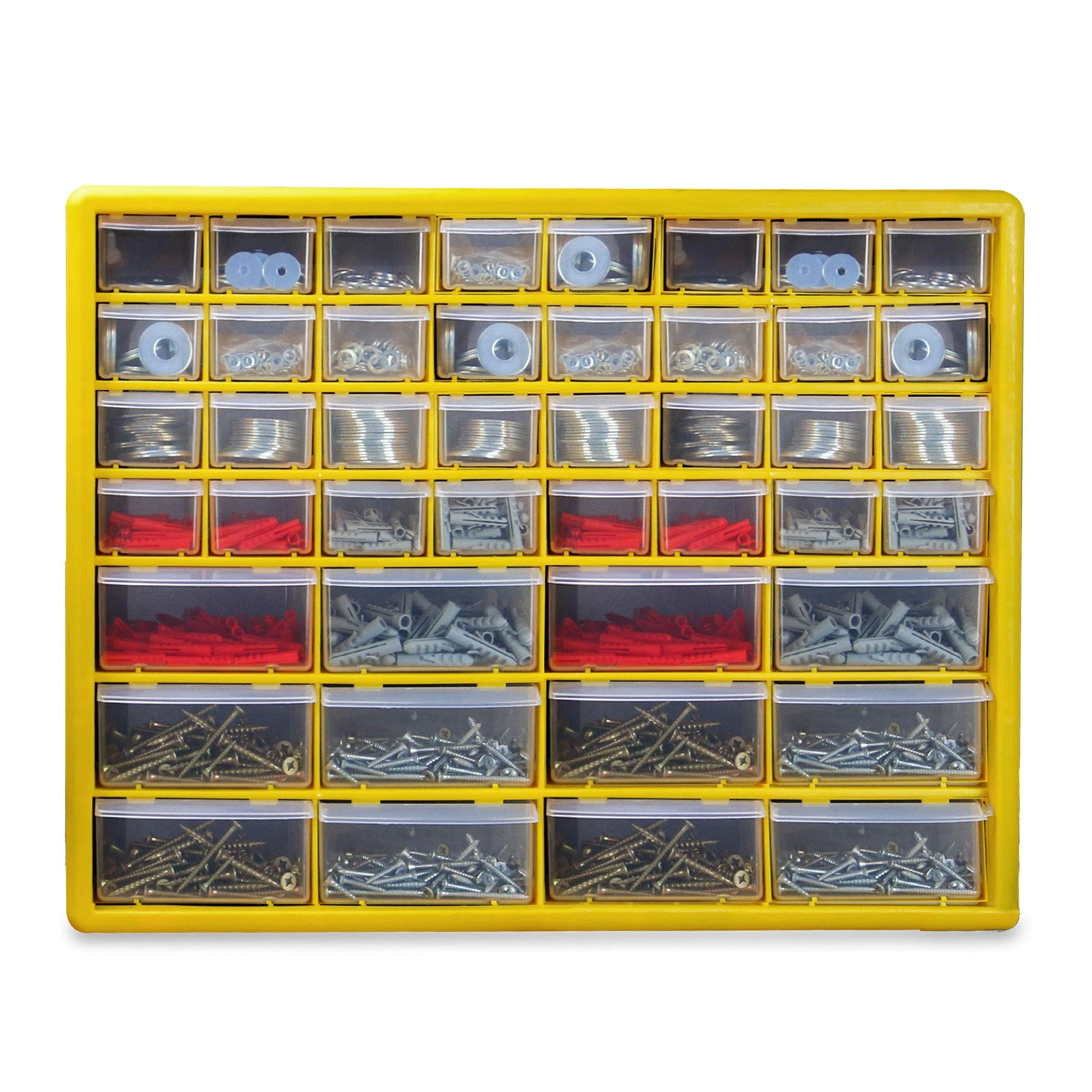 44-Drawer Parts Organiser Cabinet – Wall-Mountable or Freestanding Screw & Craft Storage Unit | 32 Small + 12 Large Drawers | Garage, Shed & Workshop Organiser | Pukkr