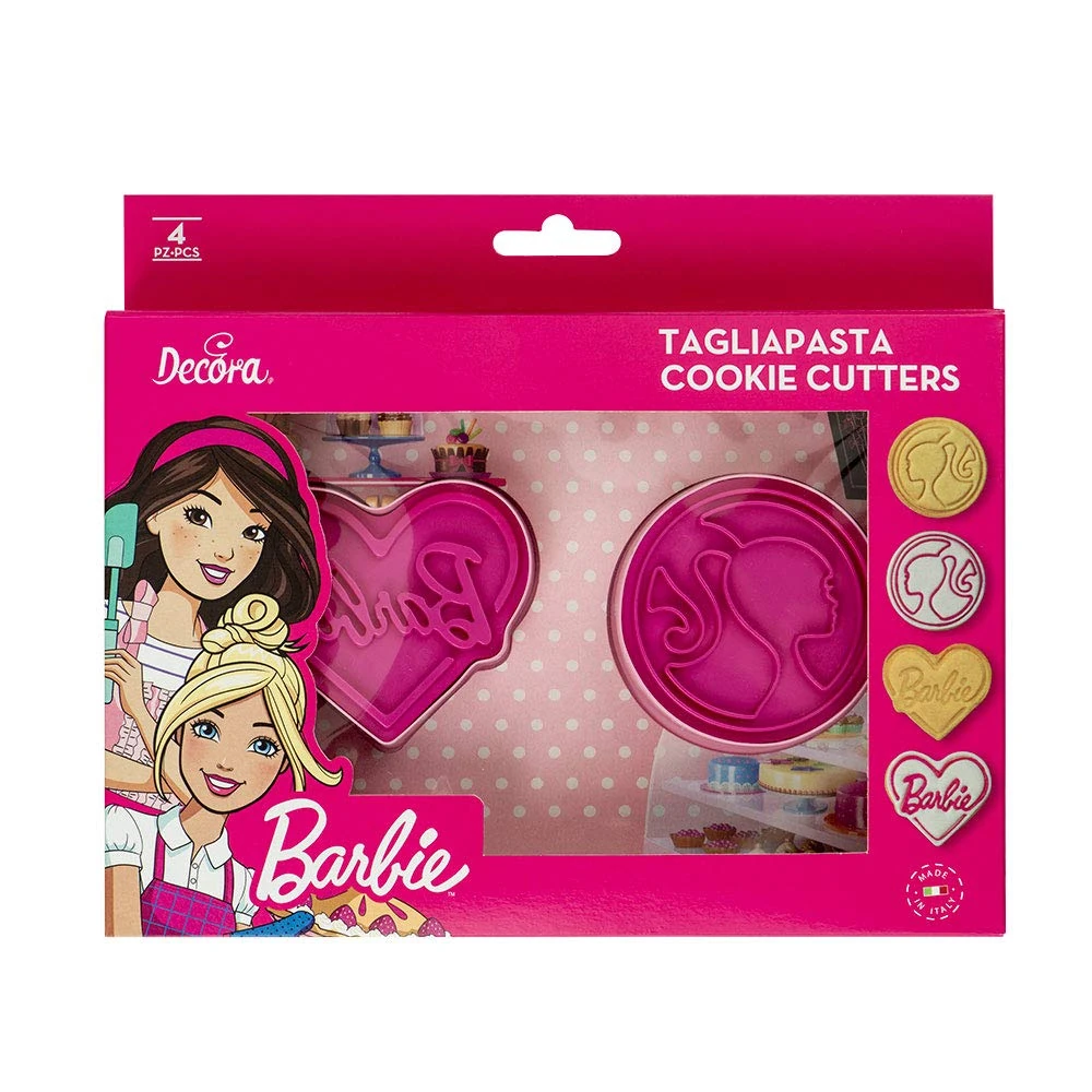 DECORA 0403000 Barbie Cookie Cutters+Decor-Marker Set of 2, Plastica, Pink