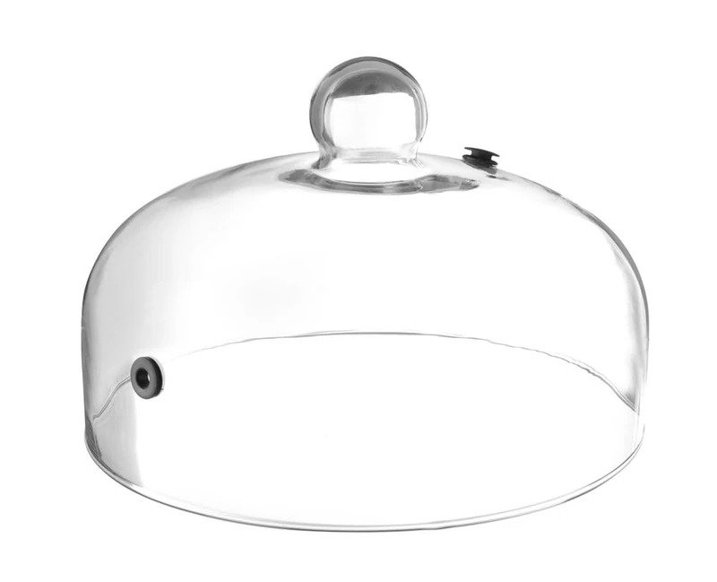 HENDI glass globe - serving globe, with ventilation opening, equipped with a silicone vent for holding the hose of a smoker gun, ø260 x (H) 174 mm - Image 1
