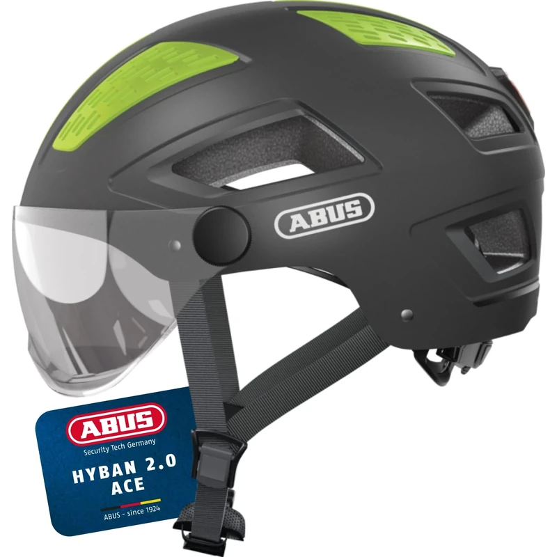 ABUS Hyban 2.0 ACE city helmet - bike helmet with visor, light and ABS hard shell - for men and women