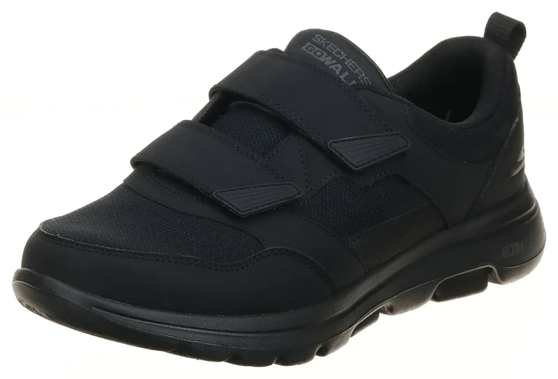Skechers Men's Gowalk-Athletic Hook and Loop Walking Shoes | Two Strap Sneakers | Air-Cooled Foam, Black, 7.5 UK X-Wide