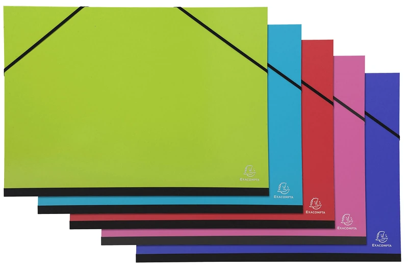 Exacompta - Ref. 25729E - Set of 5 Iderama drawing boards - with rubber bands - white paper interior - canvas back - dimensions 32 x 45 cm - format to file A3 (297 x 420 mm) - assorted colors