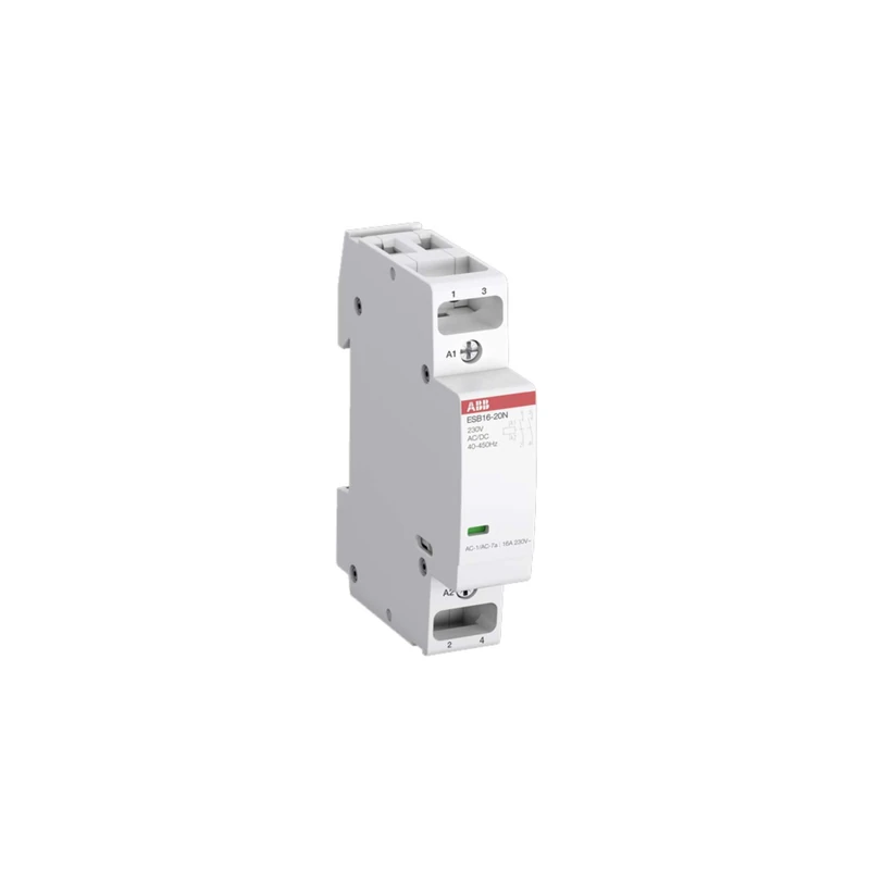 ABB Protecta Plus ESB16-20N-06 Installation Contactor • 16 A Rated Current • 2 NO 2-Pole Modular Contactor • 230 V Control Voltage • DIN Rail Mount 18 mm Width • 1SBE111111R0620