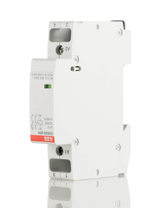 ABB Protecta Plus ESB20-20N-01 Installation Contactor • 20 A Rated Current • 2 NO 2-Pole Modular Contactor • 24 V Control Voltage • DIN Rail Mount 18 mm Width • 1SBE121111M0120