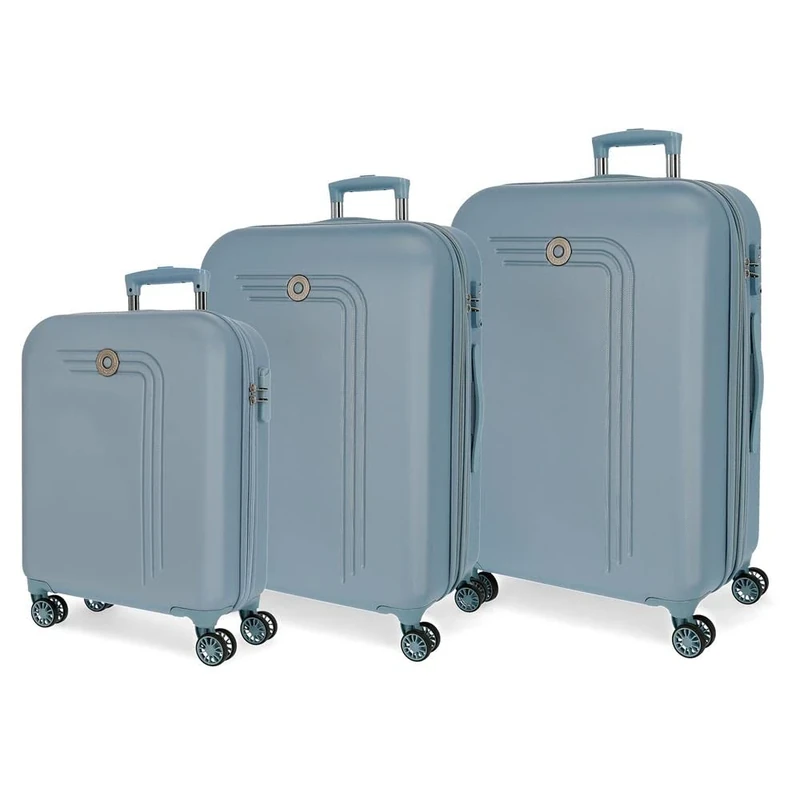 Movom Riga Blue Luggage Set 55/70/80 cm Rigid ABS Combination lock 217L 4 Double Wheels Hand Luggage