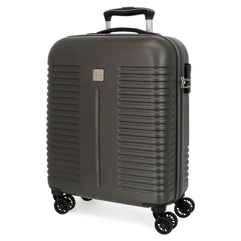 Roll Road India Grey Cabin Suitcase 40 x 55 x 20 cm Rigid ABS Combination Lock 37 Litre 2.5 kg 4 Double Wheels Hand Luggage - Image 1