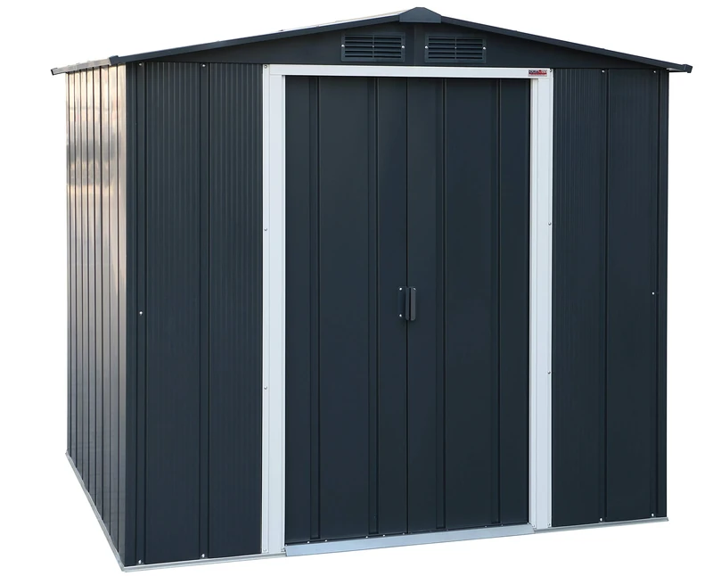 Duramax ECO 6 x 6 (3.33 m2) Metal Garden Storage Shed, Hot-Dipped Galvanized Metal Garden Shed, Tool Storage Shed, Strong Reinforced Roof Structure, Maintenance-Free Metal Shed, Anthracite