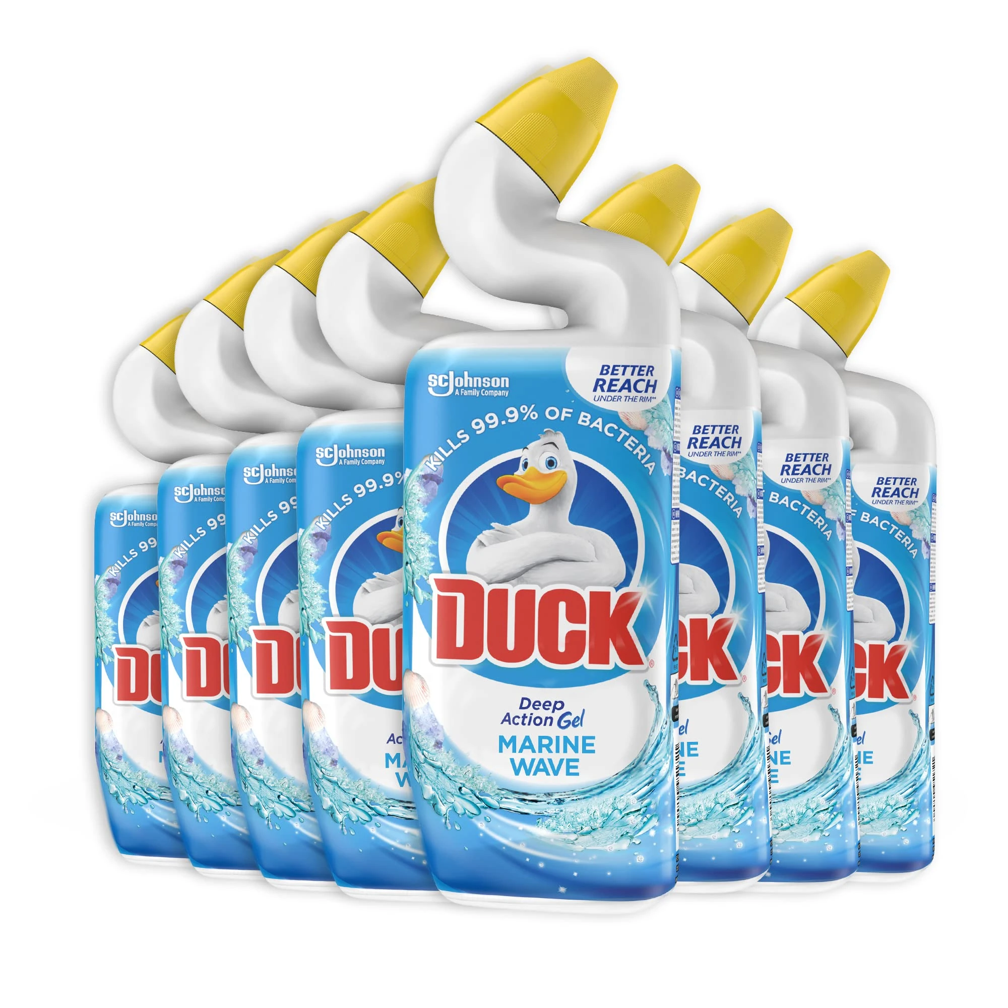 Duck Deep Action Gel Toilet Cleaner Liquid, Removes Limescale, Long Lasting Fragrance, Marine, Pack of 8 (8 x 750ml)