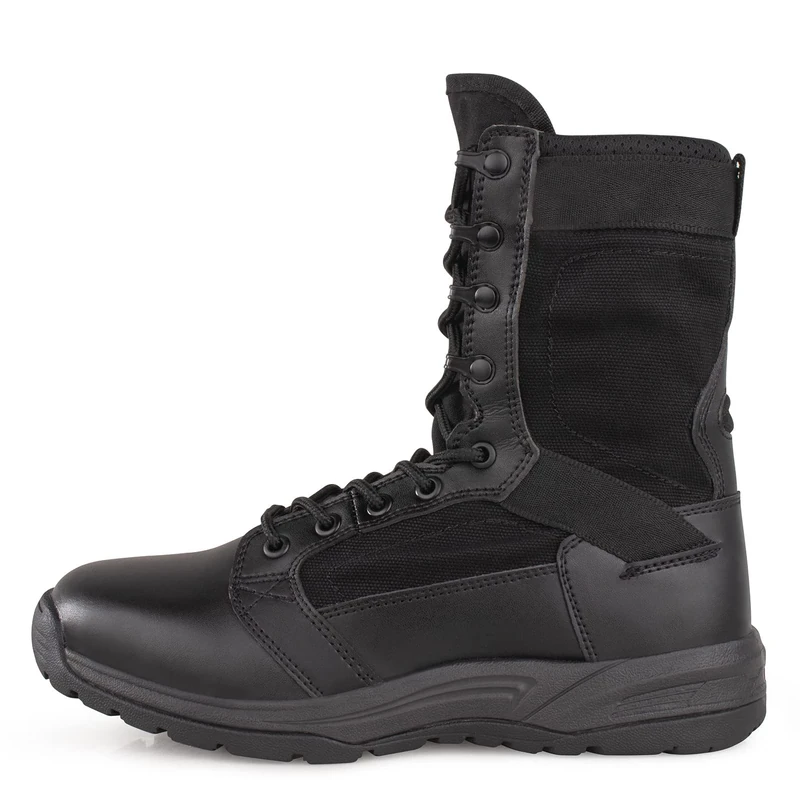 QUNLON Men's Military Tactical Boots - Durable Army Cadet Patrol, Black