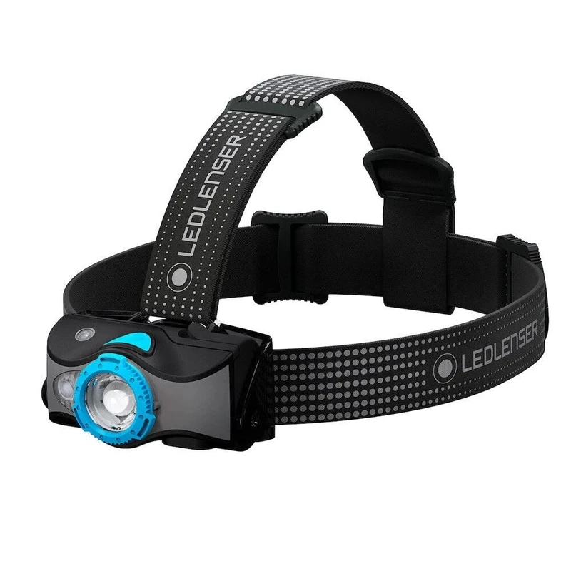 Ledlenser MH7 Outdoor Headlamp LED, black/blue, rechargeable battery, 600 lumens, focusable, runtime up to 60h, red light, 2xAA useable with batteries, transportation lock