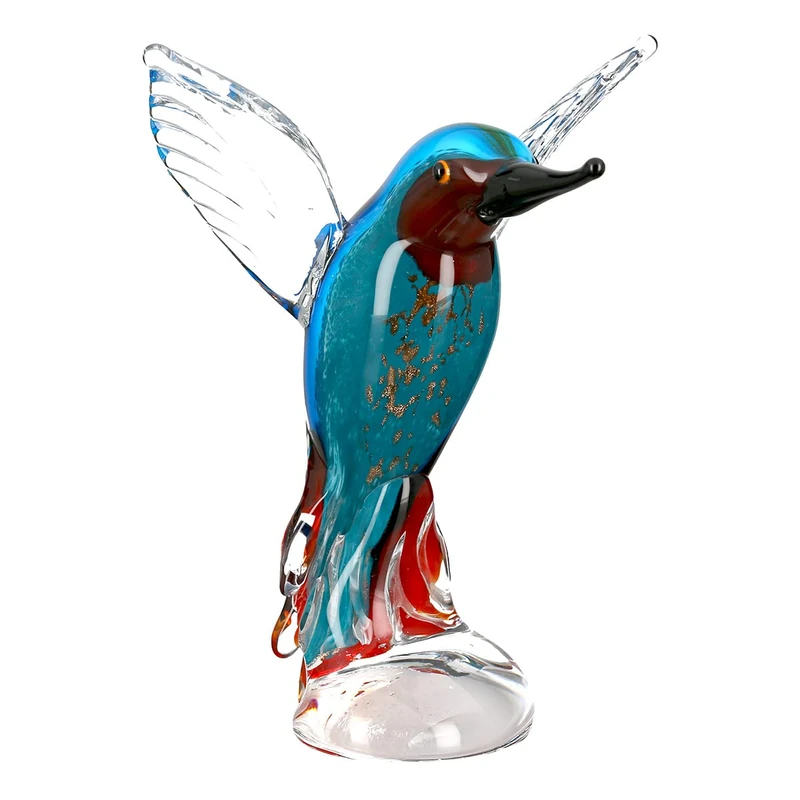 GILDE GLAS art Casablanca Sculpture Figure Glass Sculpture Decorative Figure – Kingfisher Bird – Glass – Colourful – Height 22 cm