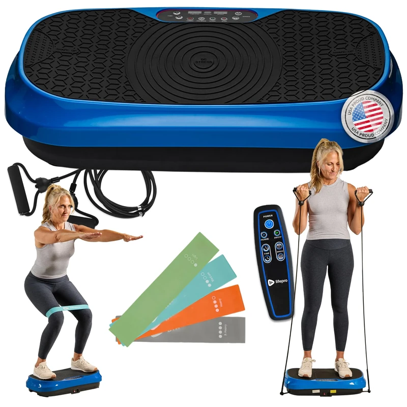 Lifepro Waver Mini Vibration Plate - Whole Body Vibration Platform Exercise Machine - Home & Travel Workout Equipment for Weight Loss, Toning & Wellness - Max User Weight 260lbs (Blue)