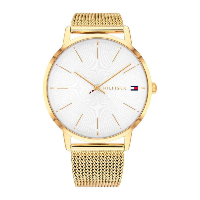 Tommy Hilfiger Analogue Quartz Watch for Women with Gold Colored Stainless Steel mesh Bracelet - 1782245