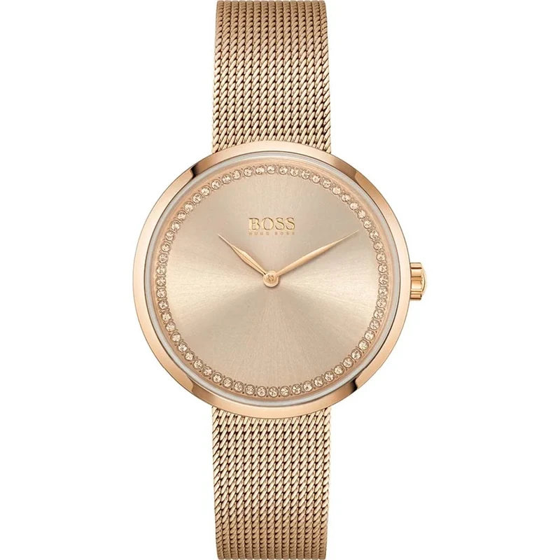 BOSS Analogue Quartz Watch for Women with Carnation Gold Coloured Stainless Steel Mesh Bracelet - 1502548 - Image 1