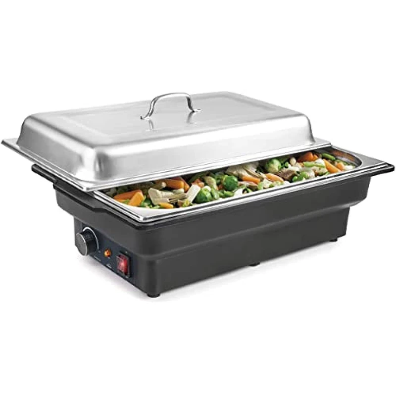 Lacor 69336 Electric Chafing Dish, 900 W, 8'50 litres, Stainless Steel, Black