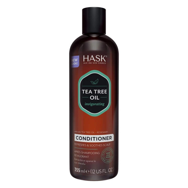 HASK Invigorating Tea Tree Oil Conditioner, thickening for all hair types, colour safe, and cruelty-free - 1 355mL Bottle