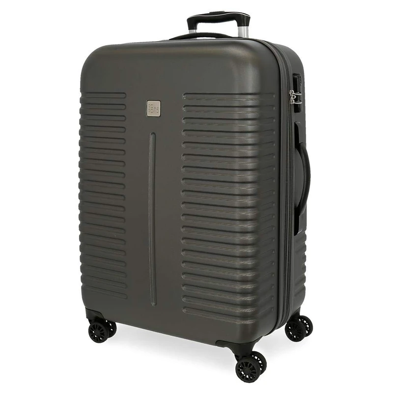 Roll Road India Grey Medium Suitcase 48 x 70 x 27 cm Rigid ABS Combination Lock 75 Litre 3.7 kg 4 Double Wheels