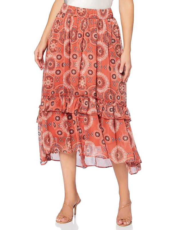 ONLY Carmakoma Women's Cartrust Maxi Skirt, AOP: Triple Trust Hot Sauce, 46 - Image 1